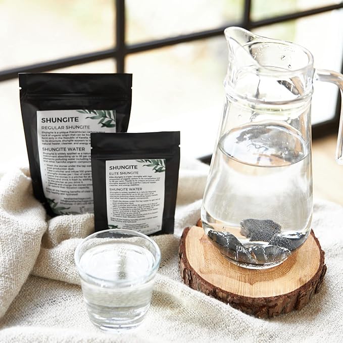 Karelian Heritage Elite Shungite Stones for Water Purification & Filtering 0.2 lb | 0.2-0.5 oz per Stone | Authentic Shungite Stones from Karelia for Protection | Jewelry Making REB11