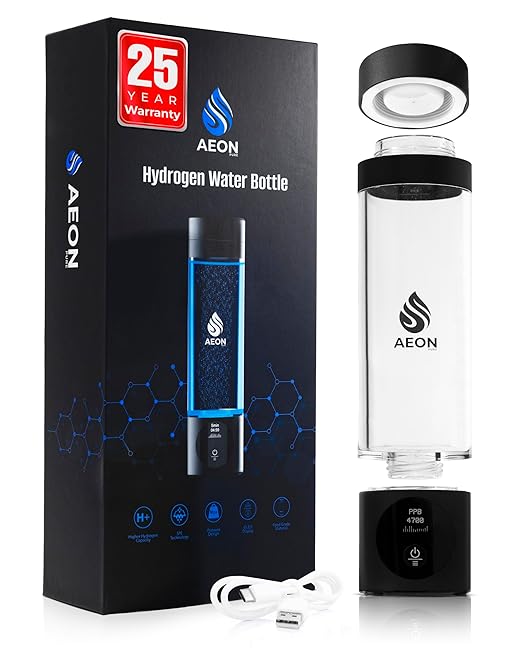 Hydrogen Water Bottle Generator - Hydrogen Water Machine with SPE & PEM Technology, Portable & Rechargeable, Water Ionizer up to 4700ppb, Hydrogen Water Generator for Travel & Exercise-9.5oz