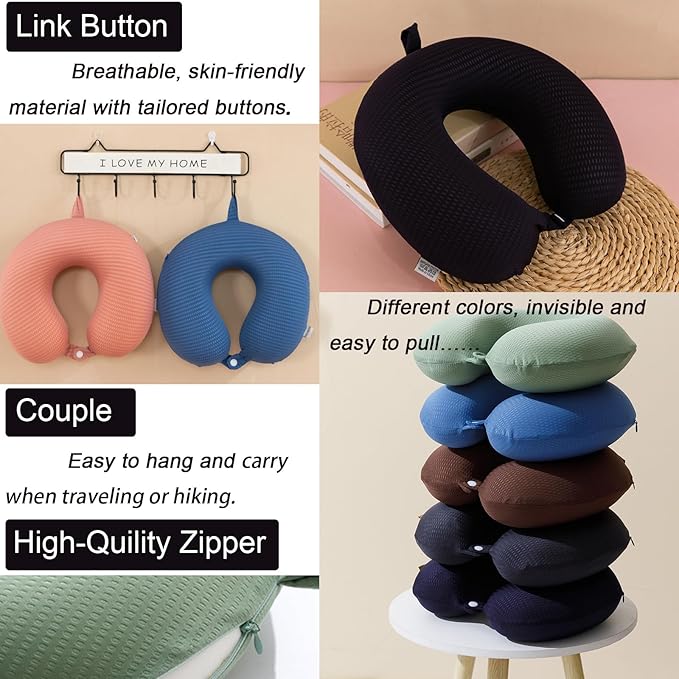 Neck Pillow Cover, Travel Neck Pillow Cover, Travel Neck Pillow Case Cover, Travel U Neck Pillow Cover, Soft and Smooth, Neck Pillow Replacement Cover (Only Pillow Covers, no Filler)