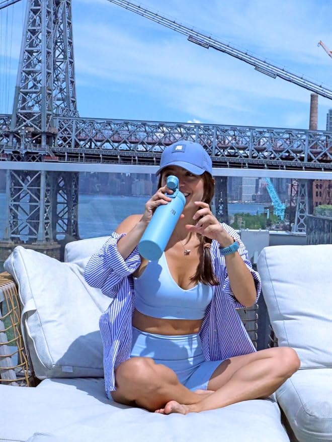 Cubitt Insulated Sports Hydro Water Bottle 24 oz, 2 Lids (Coffee Lid and Wide Mouth Twist Sports Lid), Stainless Steel, Double Walled. Cold for up to 24 hours, Hot for up to 12 hours. (Blue 24 oz)