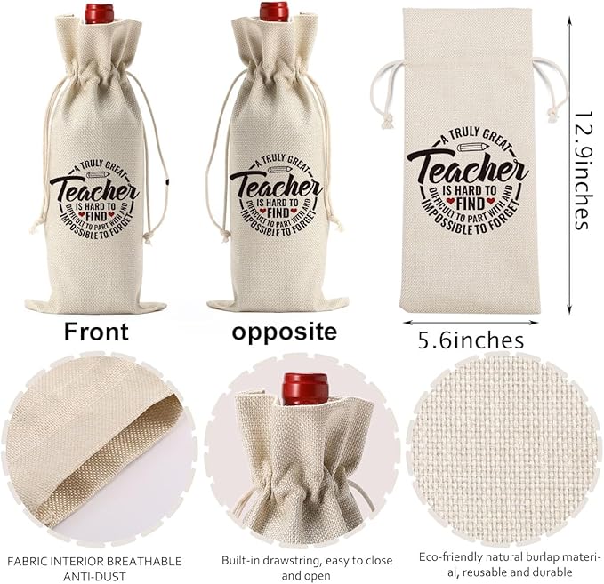 Teacher Wine Bag Teacher Appreciation Gifts Teacher Gifts Thank You Gifts for Teacher Back to School Teacher Gifts Teacher Christmas Gifts End of Year Teacher Gifts