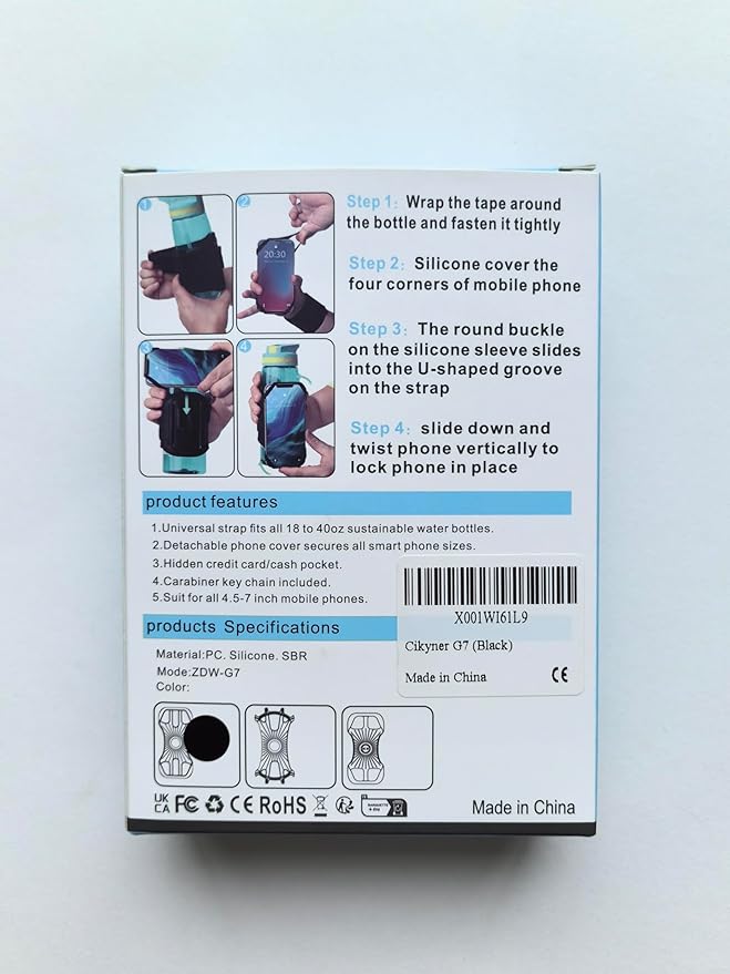 Mobile Water Bottle Strap, Water Bottle Holder for Mobile Phone, 360° Rotatable & Removable Mobile Phone Water Bottle Bag, Gym Water Bottle Accessory for 4.5-7 Inch Mobile Phone & 18-40 oz