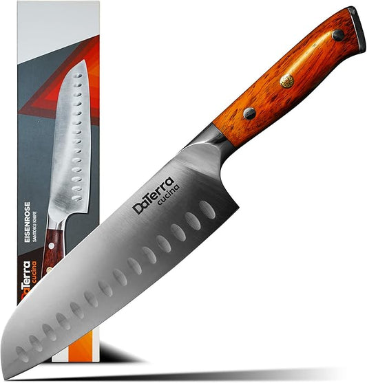 DaTerra Cucina Santoku Knife - 7 Inch | Eisenrose - Sharp German Steel - Professional Kitchen Knives