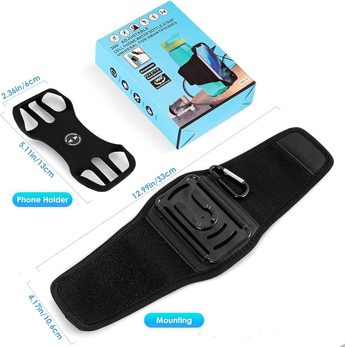 Mobile Water Bottle Strap, Water Bottle Holder for Mobile Phone, 360° Rotatable & Removable Mobile Phone Water Bottle Bag, Gym Water Bottle Accessory for 4.5-7 Inch Mobile Phone & 18-40 oz
