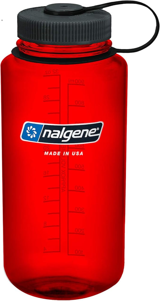 Nalgene Sustain Tritan BPA-Free Water Bottle Made with Material Derived from 50% Plastic Waste, 32 OZ, Wide Mouth, Red