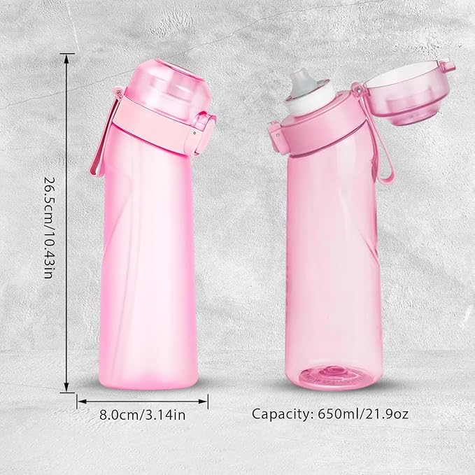 Matt Finish Water Bottle With 1 Flavor Pod | Include Straw and Strap | Silicone Leak-Proof Ring BPA Free, Air Water Bottle