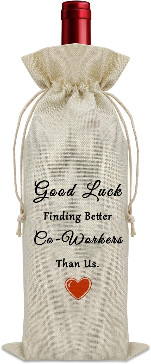 Funny Farewell Gifts for Coworker Leaving Wine Bag Goodbye Gifts for Colleague Coworkers Happy Retirement Gifts for Women Men Wine Bottle Decoration Bag New Job Gifts for Him Her Wine Accessory Gifts