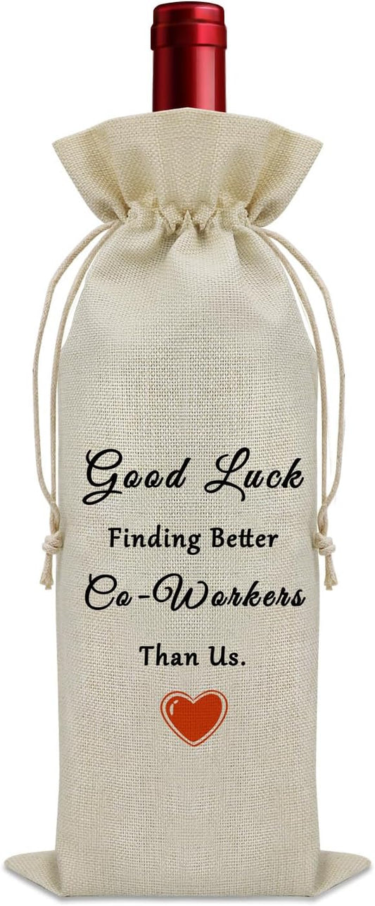 Funny Farewell Gifts for Coworker Leaving Wine Bag Goodbye Gifts for Colleague Coworkers Happy Retirement Gifts for Women Men Wine Bottle Decoration Bag New Job Gifts for Him Her Wine Accessory Gifts