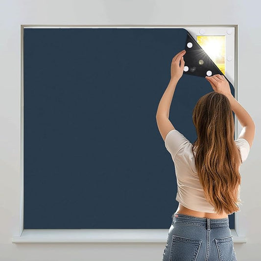 Portable Blackout Shades 100% Blackout Curtains for Bedroom Small Window Curtains No Light Kitchen Windows Insulated for Nursery for Baby Travel Curtain,Navy Blue,56" W x 160" L,1 Panel