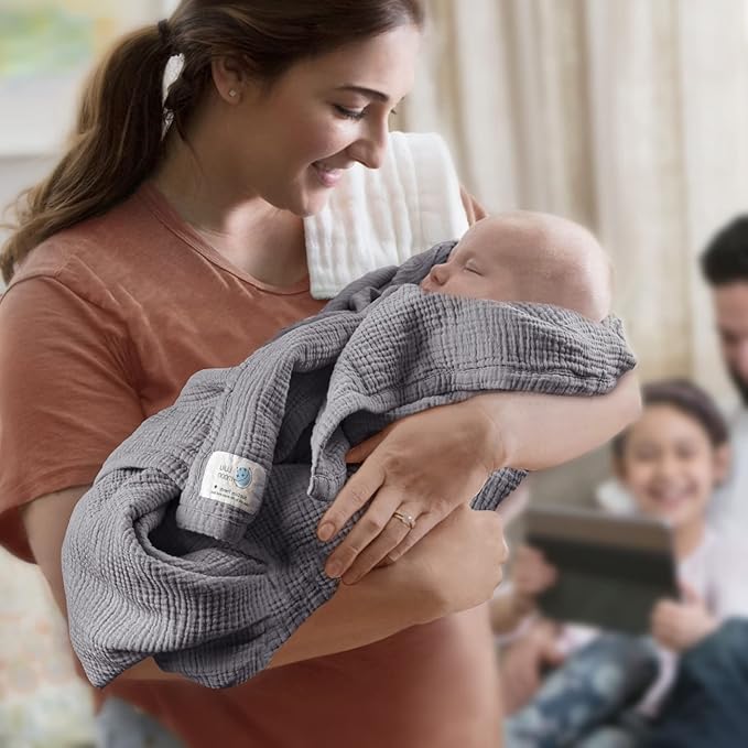 Lulu moon Muslin Quilt Blanket, Crib Blanket for Baby and Toddler,47x47 Inches(Gray)