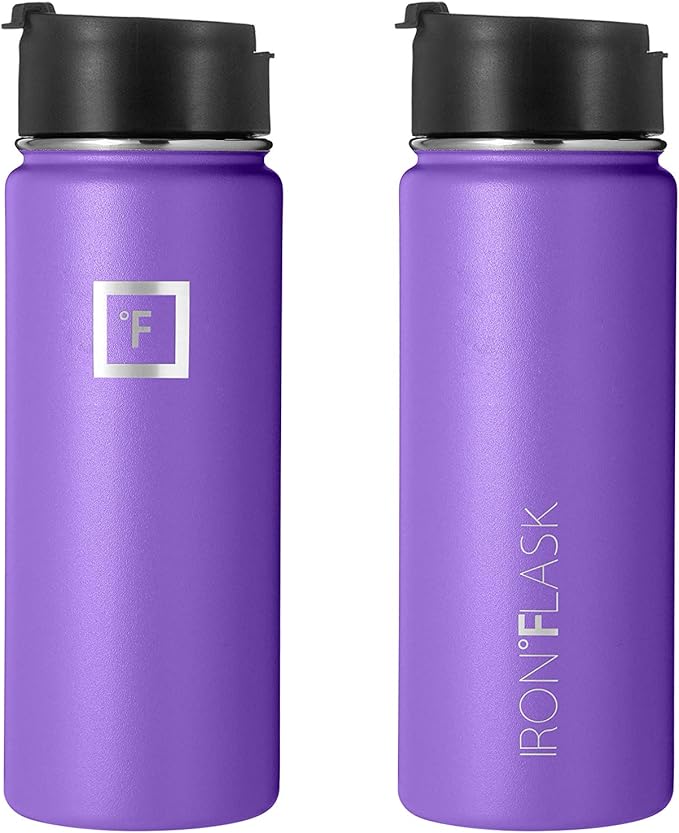 IRON °FLASK Sports Water Bottle - 18oz, 3 Lids (Straw Lid), Leak Proof - Stainless Steel Gym & Sport Bottles for Men, Women & Kids - Double Walled, Insulated Thermos, Metal Canteen