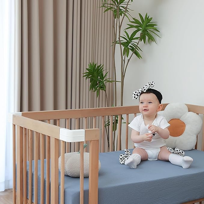 Muslin Crib Sheets for Boys Girls Rutiwa Organic Cotton Crib Sheets Neutral 2 Pack Breathable Baby Mattress Sheets Fit Standard Crib & Toddler Bed Mattress 28"x52"(Denim Blue/New Camel)