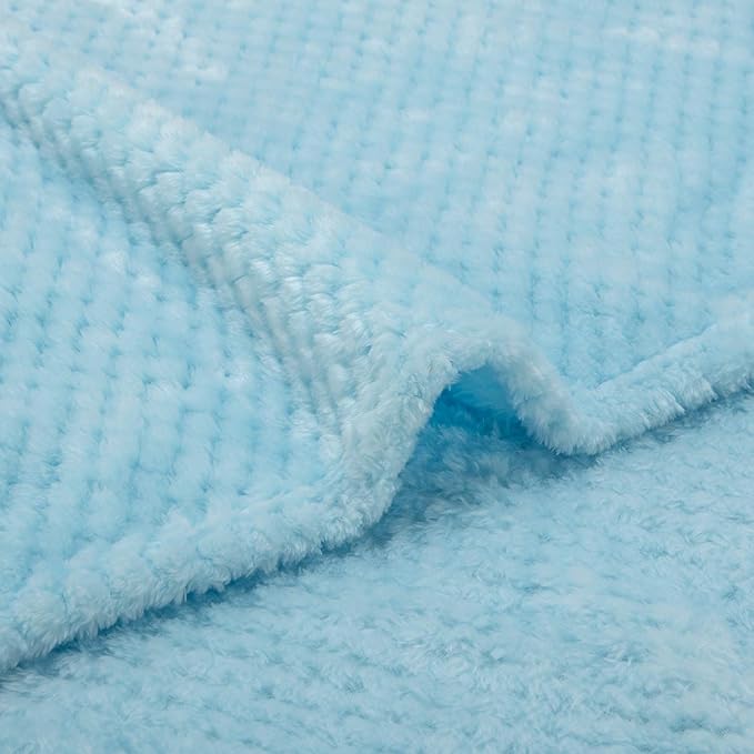 Fuzzy Throw Blanket, Plush Fleece Blankets for adults, Toddler, boys and Girls, Warm Soft Blankets and Throws for Bed, Couch, Sofa, Travel and Outdoor, Camping (40Wx60L, M-Ice Blue)