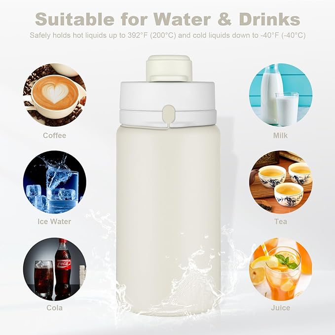 Collapsible Water Bottle, Foldable Water Bottle BPA Free Reusable Lightweight Leak-Proof Travel Silicone Water Bottle for Travel, Gym, Hiking, Office, Camping