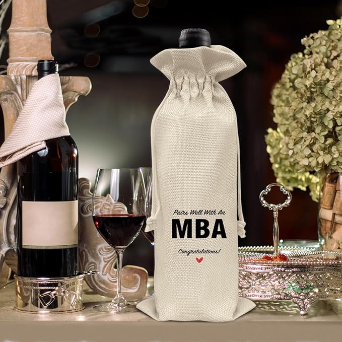 HOIJAUMAI MBA Degree Graduation Gifts MBA Graduation Gift Graduation Wine Bag Pairs Well with an MBA Wine Gift Bags for Men Women