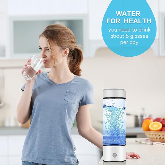 White 400ml Hydrogen Water Bottle High Hydrogen Concentration Generator Purifier Quantum Health Filter with SPE PEM Technology AY007