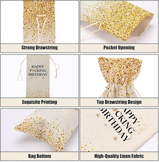 Happy Birthday Gifts for Women Wine Bag Birthday Present 20th 30th 40th 50th 60th Birthday Gifts for Men Coworkers Lady Friend Bestie Principal Anniversary Wine Bags