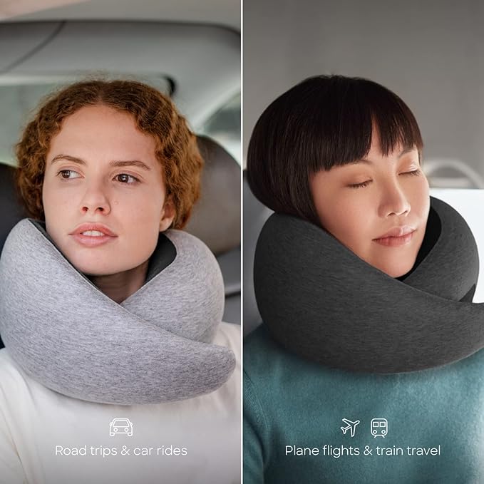 Ostrichpillow Go Neck Pillow - Premium Memory Foam Travel Pillow, 360º Ergonomic Design, Asymmetrical Sides, Travel Bag Included, Washable Modal Cover