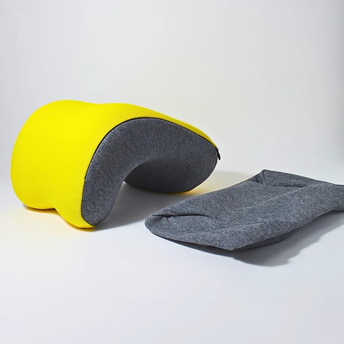 Side Sleeper Pillow for Adults with Additional Gray Pillow Cover - 100% Memory Foam Cuddle Pillow - Thick to Support Shoulder & Arm Pain - Compact for Office, Travel, Reading, iPad/Cellphone Use