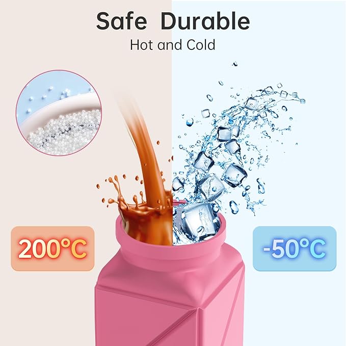 Collapsible Water bottle for Travel Cycling Gym Camping Sports,Leakproof Lid,Food Grade BPA-Free Silicone Travel Bottles 610ml -Lightweight Portable,Wide Mouth,Durable,Foldable Water Bottle