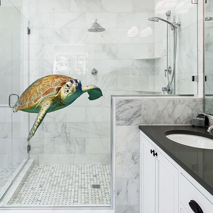 Sea Turtle Wall Decal Peel and Stick Removable Animal Room Decor Turtle Wall Art Sticker for Kids Room Bedroom Bathroom Ocean Room Dorm Wall Decor