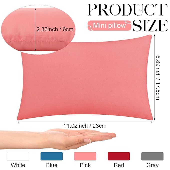 Wesiti 5 Pcs Mini Travel Pillow Small Pillow for Sleeping 11 x 7 x 2.4 inch Small Throw Pillows Tiny Camping Pillow Kids Baby Infant Neck Nap Pillow for Sleeping Traveling Supplies