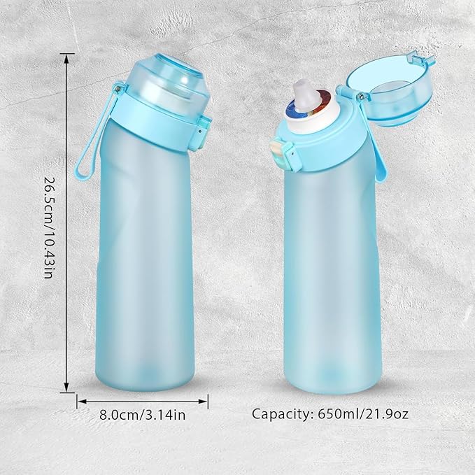 Matt Finish Water Bottle With 1 Flavor Pod | Include Straw and Strap | Silicone Leak-Proof Ring BPA Free, Air Water Bottle