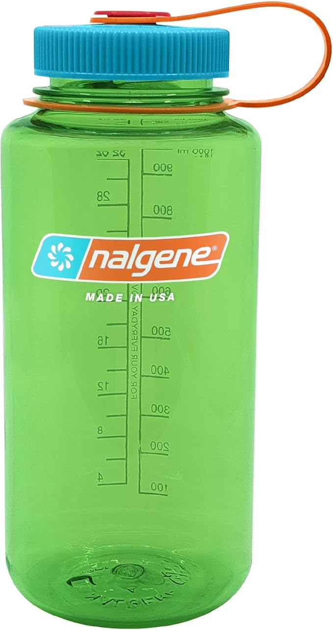 Nalgene Sustain Tritan BPA-Free Water Bottle Made with Material Derived from 50% Plastic Waste, 32 OZ, Wide Mouth, Pear
