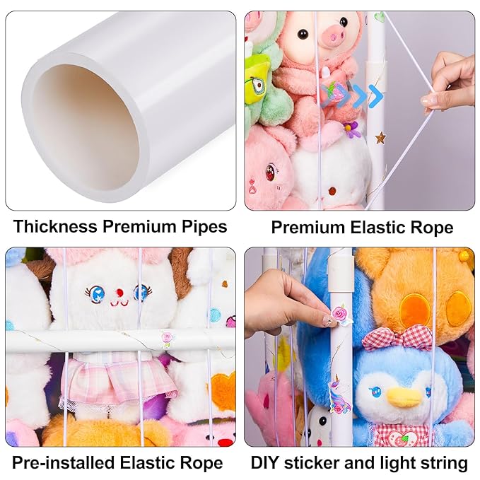 Beinou Stuffed Animals Zoo Storage Stuffed Animals Holder Extra Large Plushies Storage PVC Playroom Organizer Stuffed Animals Cage for Nursery Bedroom