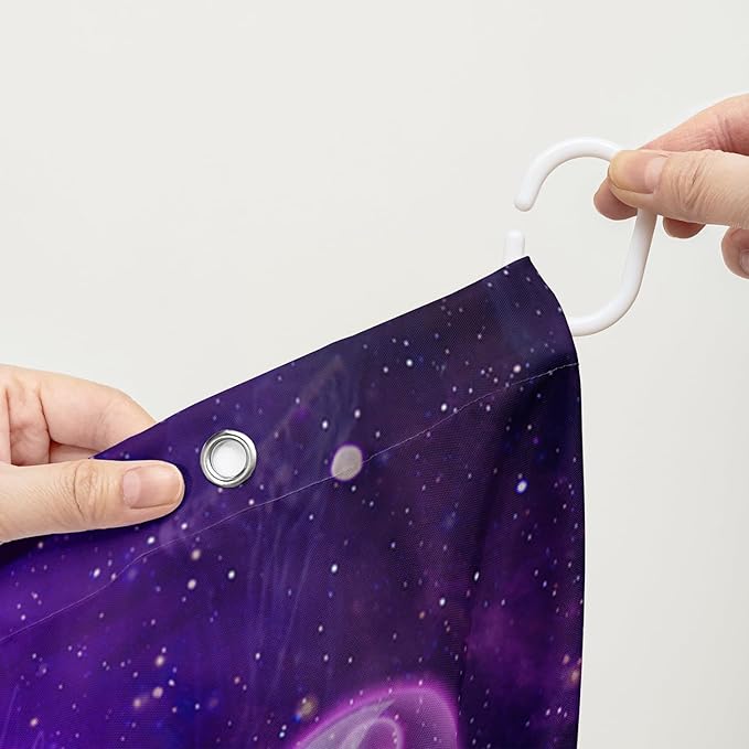 AILONEN Blue Butterfly Shower Curtains,Purple Galaxy Bath Curtains for Bathroom for Girls,Blue Ocean Jellyfish Curtains,Polyester Waterproof with 12 Hooks 72" W*84" H