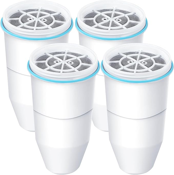 VIPHASES 4 Pack ZR-001 ZR-017 ZR-004 6-Stage Replacement Water Filters, Replacement for Pitchers and Dispensers, Advanced 0 TDS System to Removes 99.99% Lead, Chlorine, Fluoride, PFOA/PFOS