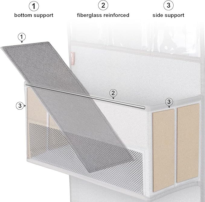 Univivi 6 - Layer Fabric Over the Door Organizer Gray Foldable Nursery Closet Storage, Large Hanging Door Organizer for Cosmetics, Toys and Sundries…