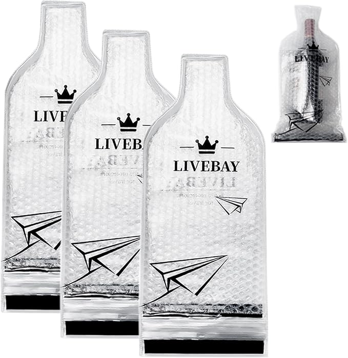 Reusable Wine Bag for Travel Wine Protector Sleeve for Airplane Car Cruise Protection Luggage Leak-proof Impact Resist, 3 Set