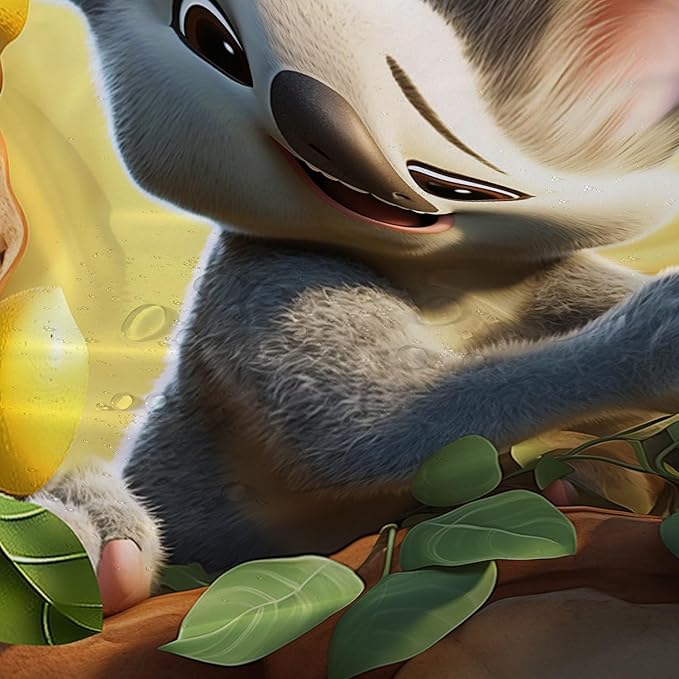 AILONEN Cartoon Koala Shower Curtain for Kids,Kawaii Lemon Koala Shower Curtain for Bathroom,Lovely Animals Shower Curtain Set with Hooks,60" W*72" H