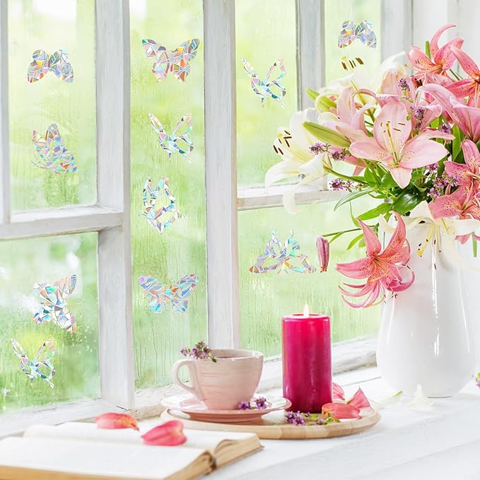 80pcs Window Decals for Glass Windows, Anti Collision Window Clings for Birds, Butterfly Shape Bird Strike Prevention for Windows (Butterfly)