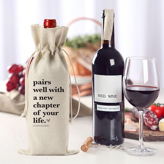 XFW 1 Pcs Funny New Chapter Wine Bag New Beginnings Gifts for Women Men Farewell Gifts for Friends Going Away Gifts for Coworkers Women Men Moving Away Gifts for Friends New Teacher Gifts