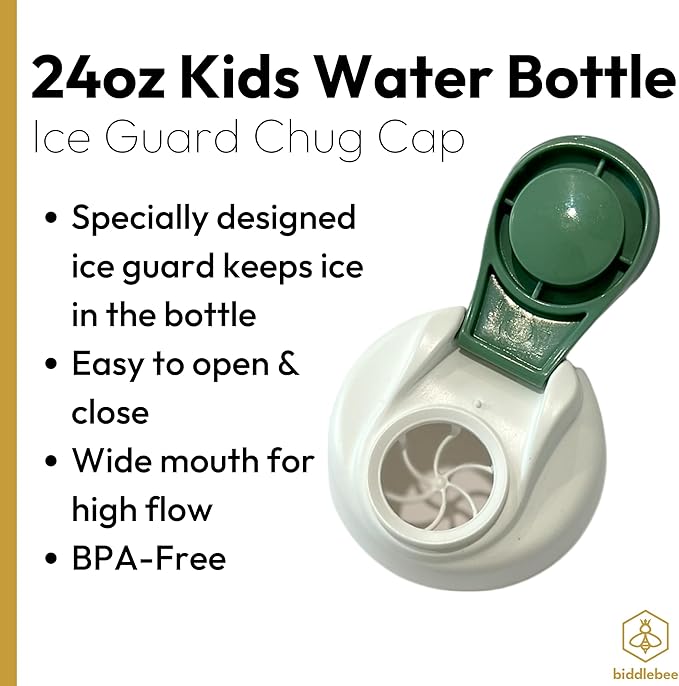 Kids Water Bottle with Chug Lid & Easy Carry Handle | 24oz BPA-Free Tritan Bottles with Leakproof Cap | Reusable & Durable for Girls, Boys, School & Sports | Made in USA