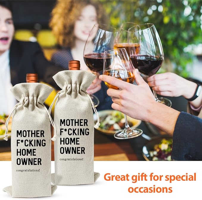Housewarming Gift New Home Wine Bag for Women Men Wife Husband Couple Owner Homeowner, New Home Gift Idea, Realtor Gift to Client, First New Home House Homeowner Gift, Housewarming Party Supply Favor
