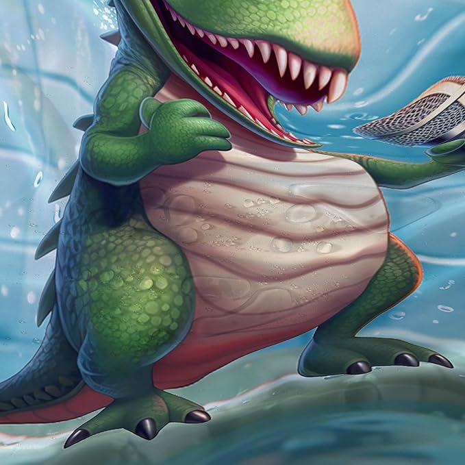 AILONEN Cartoon Dinosaur Shower Curtain for Kids Boys,Funny Singing Dinosaur Waterproof Fabric Shower Curtain for Bathroom,Lovely Green Dinosaur Shower Curtain Set with Hooks,72" W*84" H