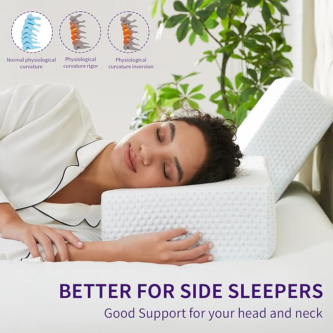 Mr.Ye Cooling Memory Foam Pillows 1 Pack Supportive Bed Pillows for Sleeping with Removable Pillow Cover for Back, Stomach or Side Sleepers, 24 x 12 x 5 Inches