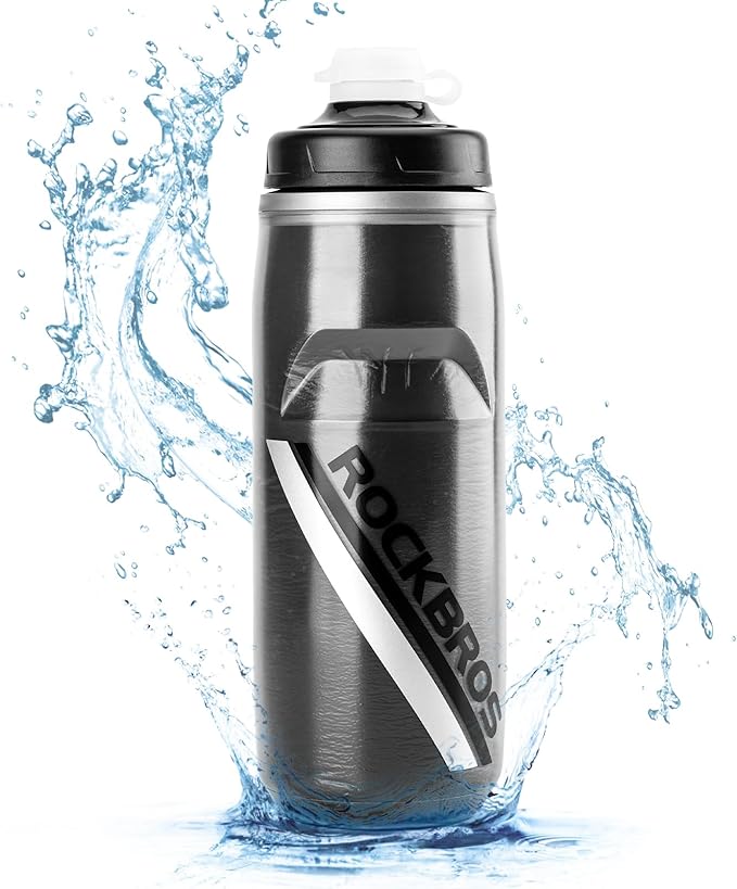 ROCKBROS Bike Water Bottle 21oz Bicycle Water Bottle for 5hrs Insulation Sports Squeeze Water Bottle with Leakproof Design