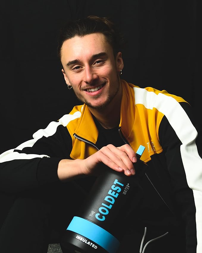 Coldest Sports Water Bottle with Straw Lid Vacuum Insulated Stainless Steel Metal Thermos Bottles Reusable Leak Proof Flask for Sports Gym (Matte Black, 64 oz)