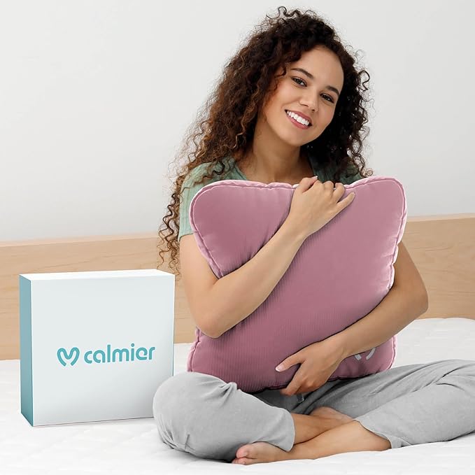 Calmier - 9 lb Sensory Weighted Pillow - Glass Bead Filled Hug Pillow - Ultra Plush Cozy Weighted Pillows for Adults and Kids - Child Sensory Pillow - Weighted Lap Pad (Pink - Minky, 9 LBS)