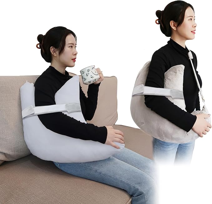 Shoulder Surgery Pillow, Ergonomic Rotator Cuff Pillow, Comfortable Post Shoulder Surgery Pillow, Adjustable Structure Provide Support, Shoulder Pain Relief (Grey, Arm & Shoulder Strap)