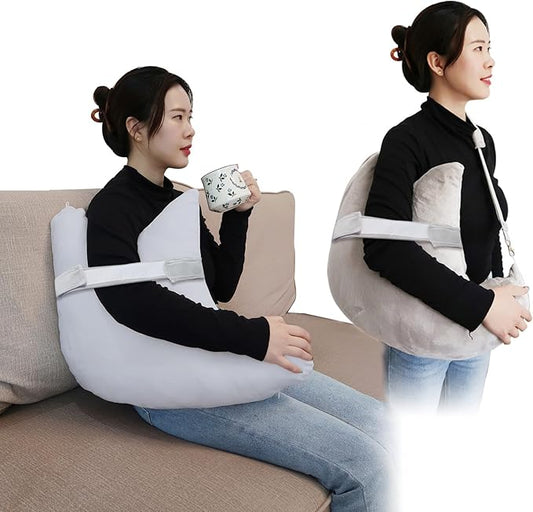 Shoulder Surgery Pillow, Ergonomic Rotator Cuff Pillow, Comfortable Post Shoulder Surgery Pillow, Adjustable Structure Provide Support, Shoulder Pain Relief (Grey, Arm & Shoulder Strap)