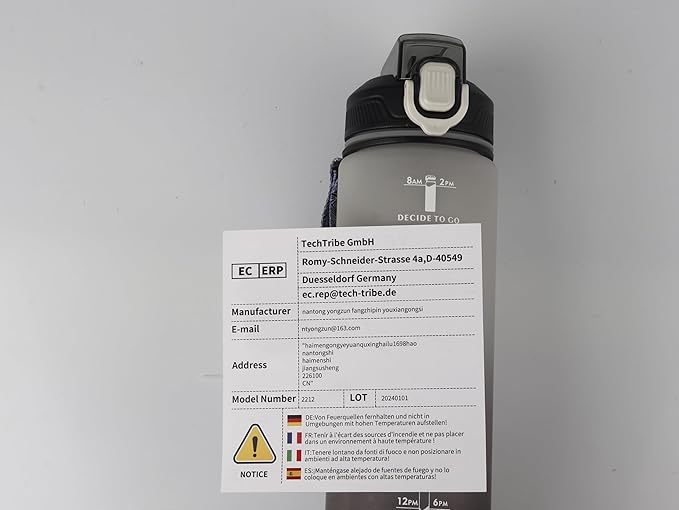 Motivational Water Bottle with Time Marker- 32oz Water Bottles with Times to Drink, Leakproof & BPA Free Sports Water Bottle with Straw & Carry Strap for Fitness, Gym, and Outdoor Sports