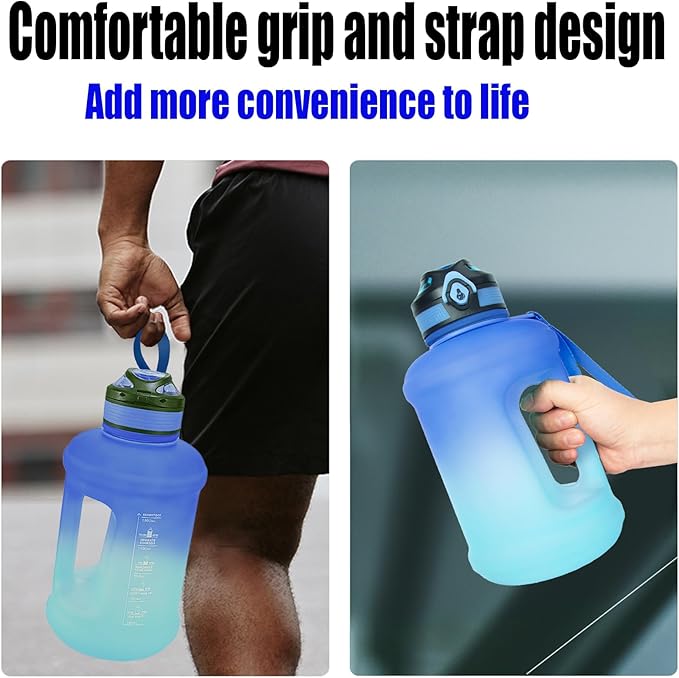 Sports Water Bottle, 63 Oz/1800mL, Leak Proof BPA Free Travel Outdoor For Men Women (Gradient_Blue)