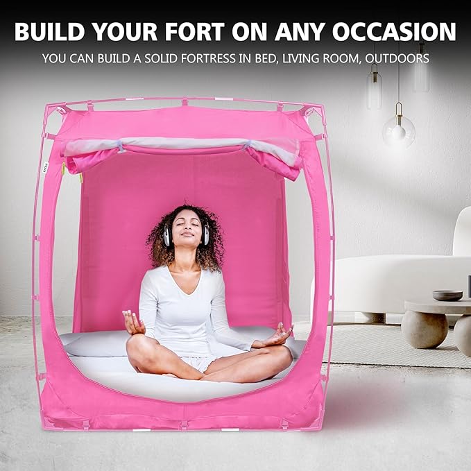 Bed Tent Bed Canopy Bunk Twin Size Tents for Adult and Kids- Portable Dream Tent Indoor Sleeping Tents 70% Blackout with 3 Doors Breathable Big Space Tents