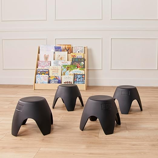ECR4Kids Ayana Stool Set, Flexible Seating, Black, 4-Pack