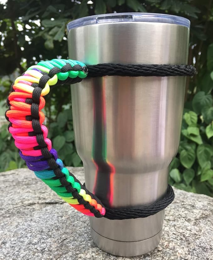 Handmade Paracord Handle for Yeti/Rtic/Ozark Trail Rambler 30 Oz Tumbler.(Colorful/black)
